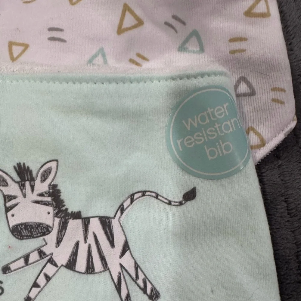 Water Resistant Baby Bib Set - Animal Print